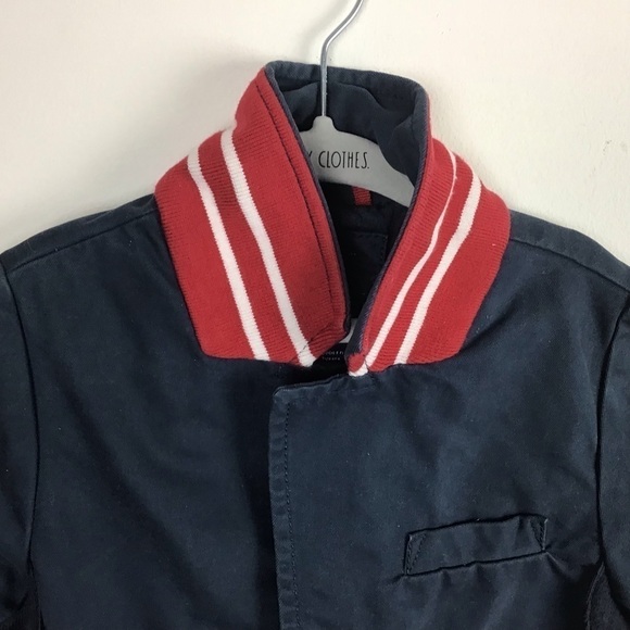 💥💥Old Navy 2005 canvas navy blue blazer with contrasting collar trim.size 3T. - Picture 3 of 8